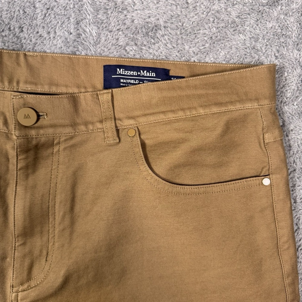Mizzen + Main Pants Mens 38x31 Mayfield 5 Pocket Mocha Brushed Twill $168 - Picture 6 of 16